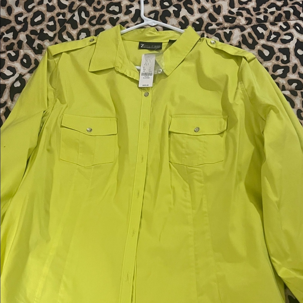 New York & Company Women's Bright Yellow Utility Jacket